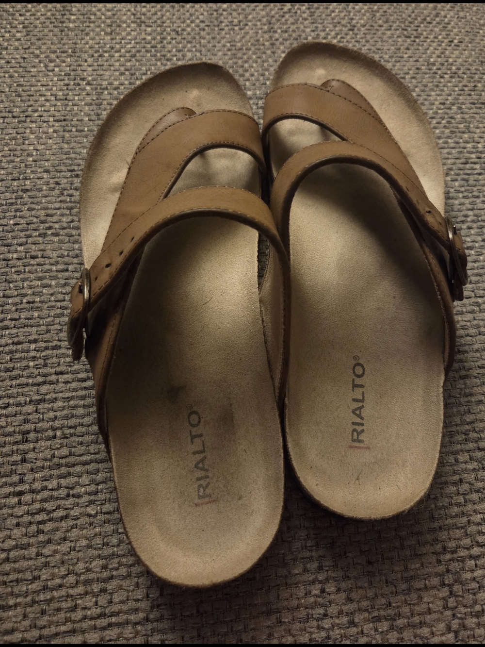 Rialto Tan Double-Strap Slide Sandals
